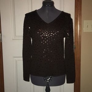Chico’s chocolate brown Sequin sweater.